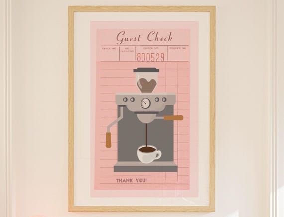 Guest Check Poster Print Trendy Wall Art Retro Prints Coffee Bar Lover
