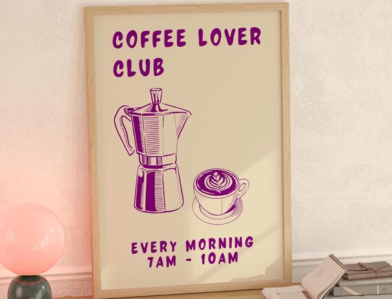 Coffee Club Kitchen Art Print, Coffee Bar Gift