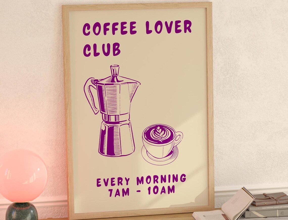 Coffee Club Kitchen Art Print, Coffee Bar Gift