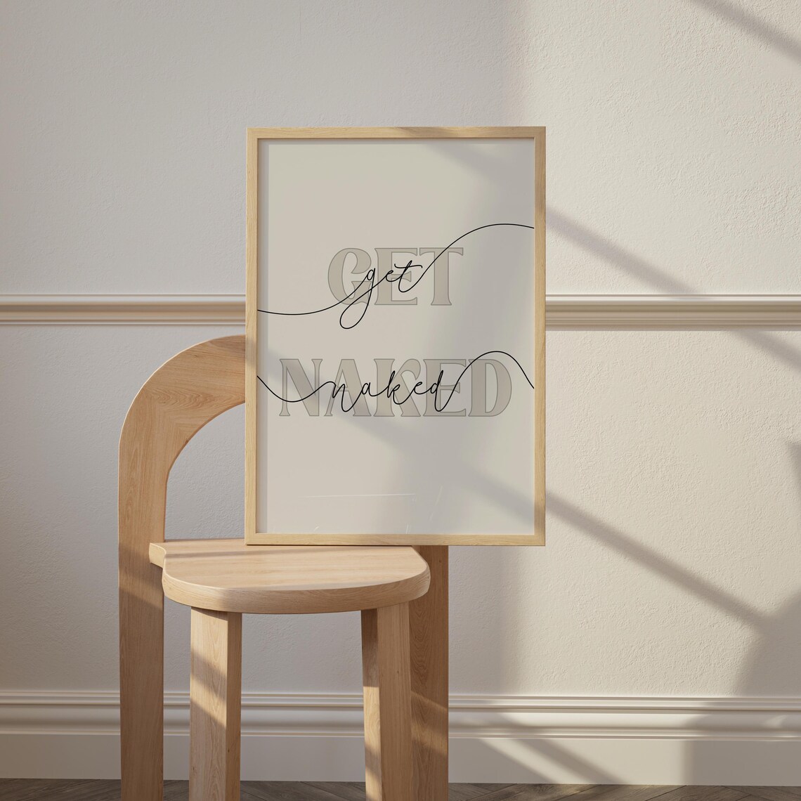 Get Naked Bathroom Decor Sign, Funny Toilet Art Print