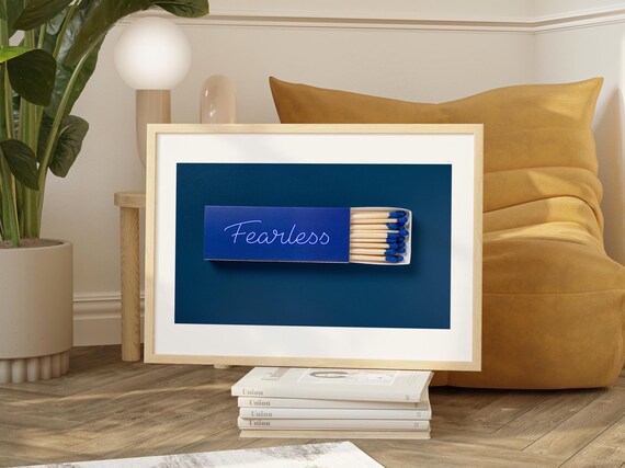 Blue Matchbox Gift Large Matches Print Retro Wall Poster Unique Anniversary Gift Classic Retro Matchbook Art New Home Gift House Warming