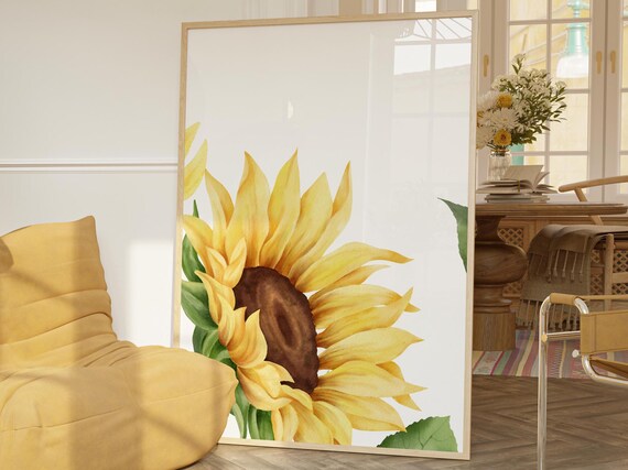 Sunflowers Wall Art Triptych Botanical Print Living Room Flower Illustrations Floral Farmhouse Decor