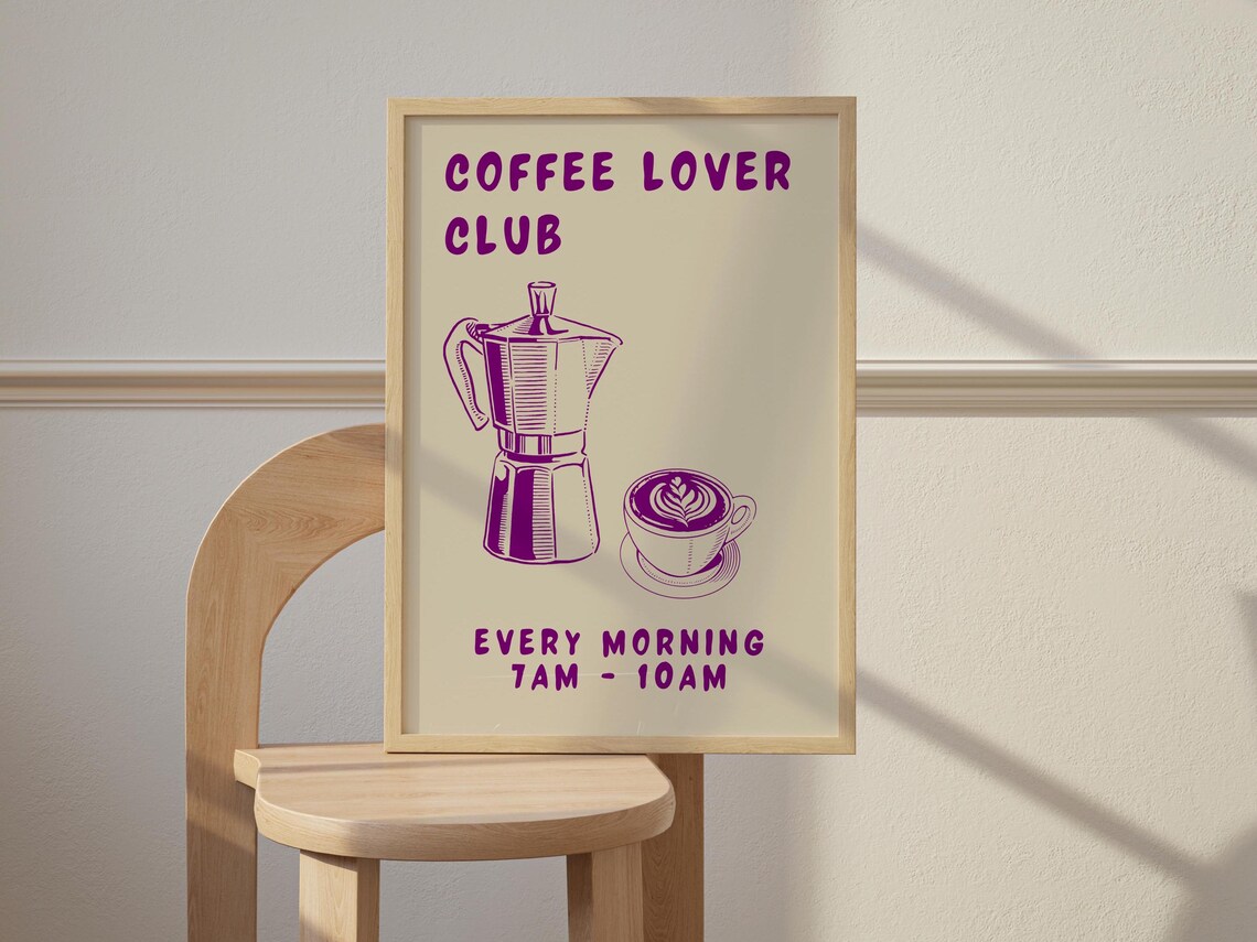 Coffee Club Kitchen Art Print, Coffee Bar Gift - Image 3