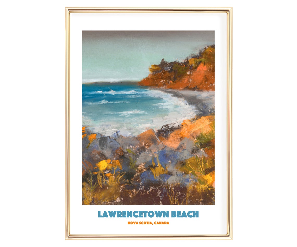 Lawrencetown Beach Nova Scotia Canada Watercolor Travel Poster