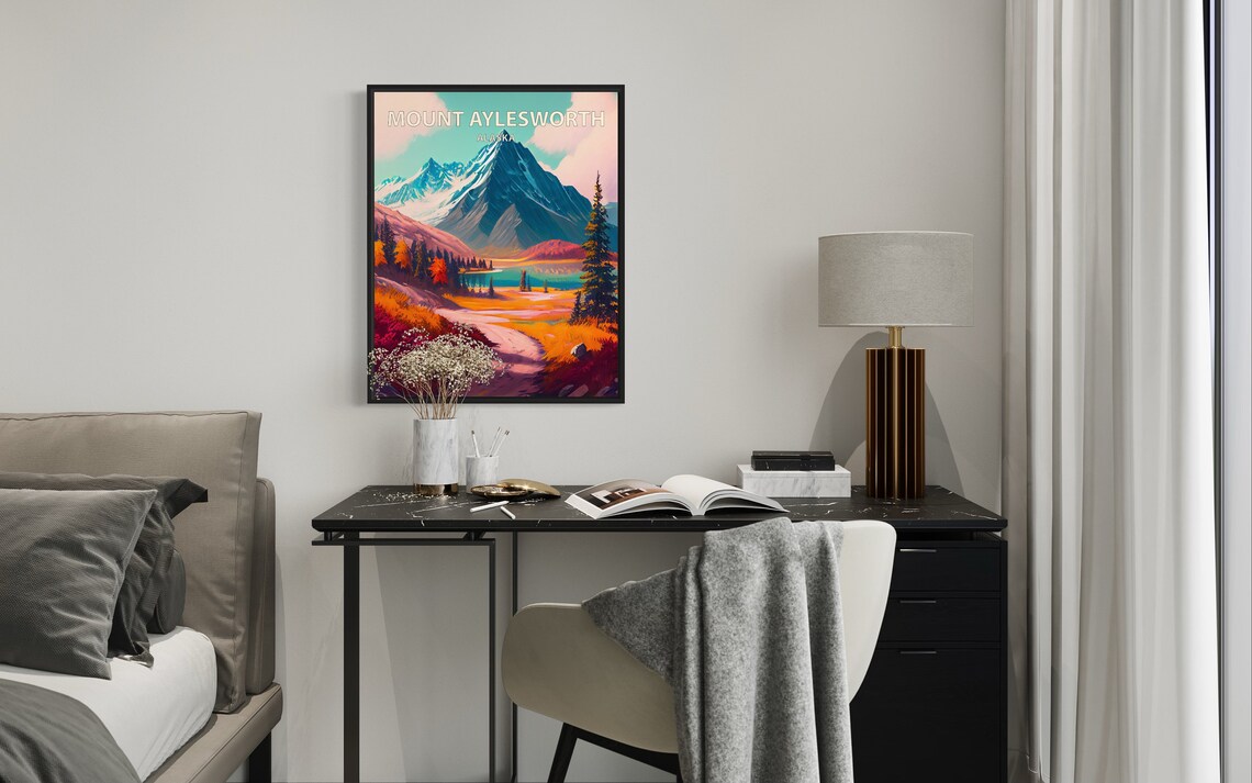 Mount Aylesworth Alaska Glacier Peak Alpine Lake Fall Colors Poster - Image 2