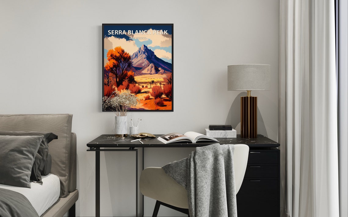 Sierra Blanca Peak New Mexico Desert Dunes Retro Travel Poster - Image 2