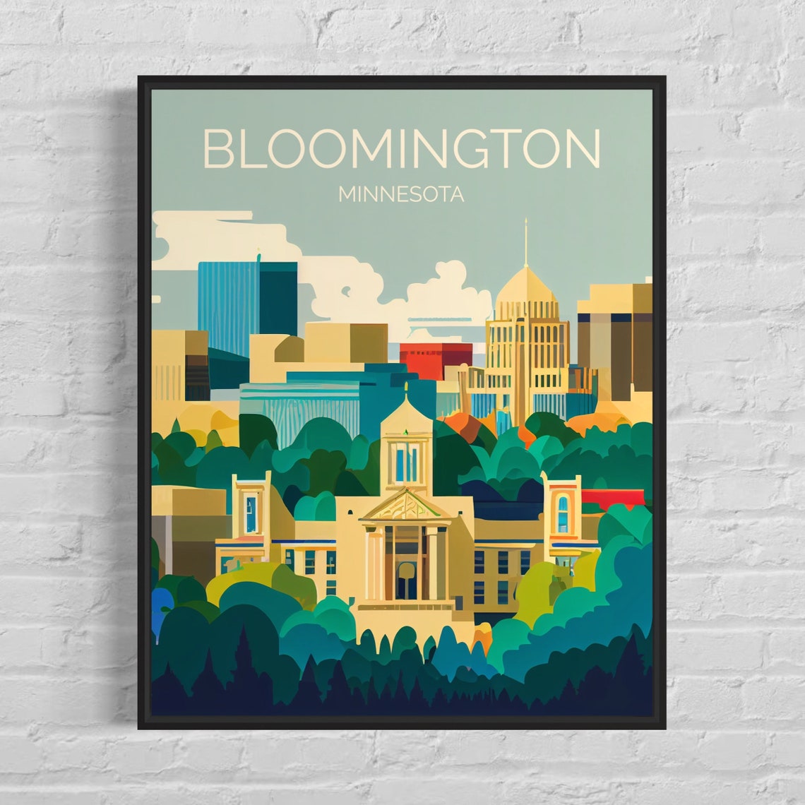 Bloomington Minnesota City Skyline Classical Building Travel Poster