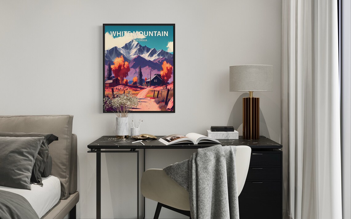 White Mountain California Homestead Cabins Dirt Road Autumn Poster - Image 2