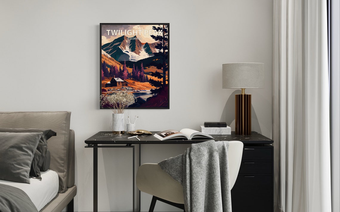 Twilight Peak Colorado Mountain Cabin Lake Sunset View Poster - Image 2
