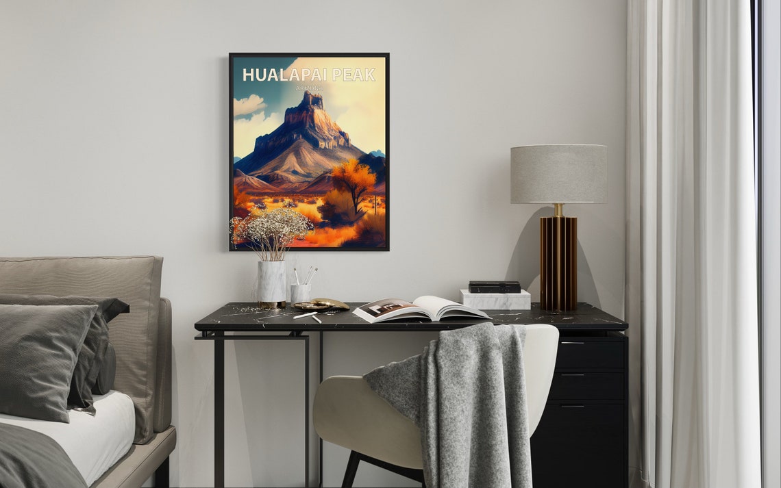 Rugged Hualapai Peak Arizona Desert Summit Sunset Glow Art Poster - Image 2