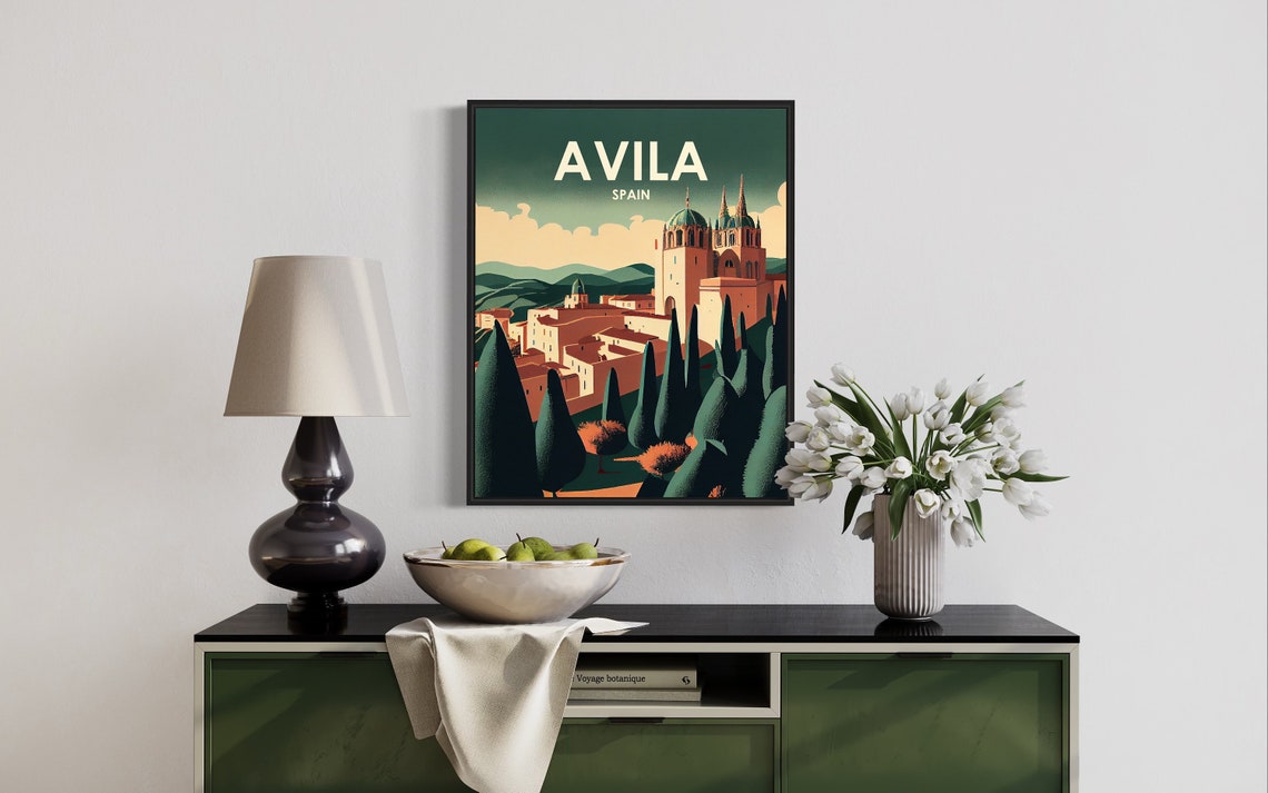 Avila Spain Walled City and Cathedral Vintage Travel Art Poster - Image 3