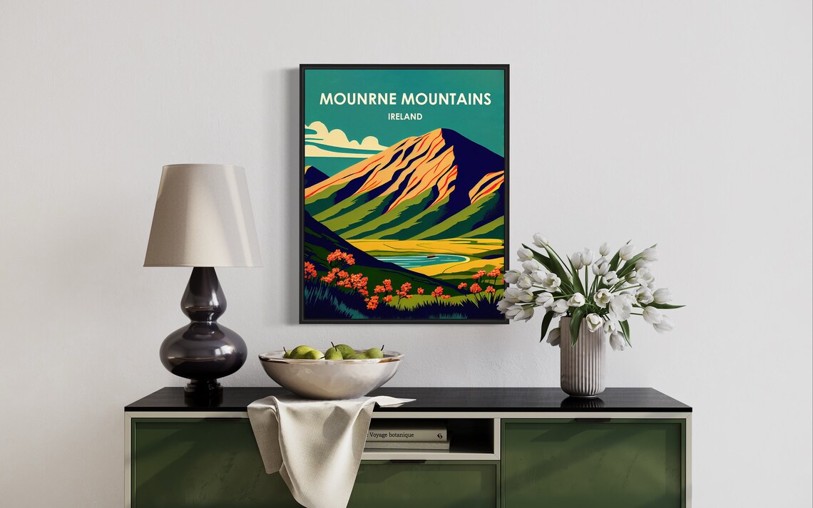 Mourne Mountains Ireland Green Peaks Wildflower Meadow Poster - Image 3