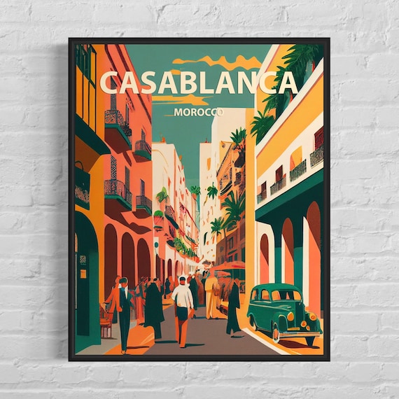 Casablanca Morocco Retro Art Print Casablanca Morocco Wall Art Illustration Casablanca Morocco Vintage Minimal Design Poster