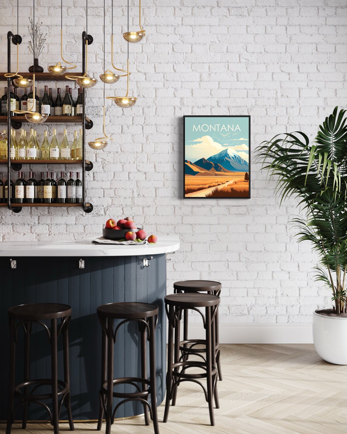 Montana Big Sky Country Snowcapped Mountain Prairie Vista Poster - Image 2