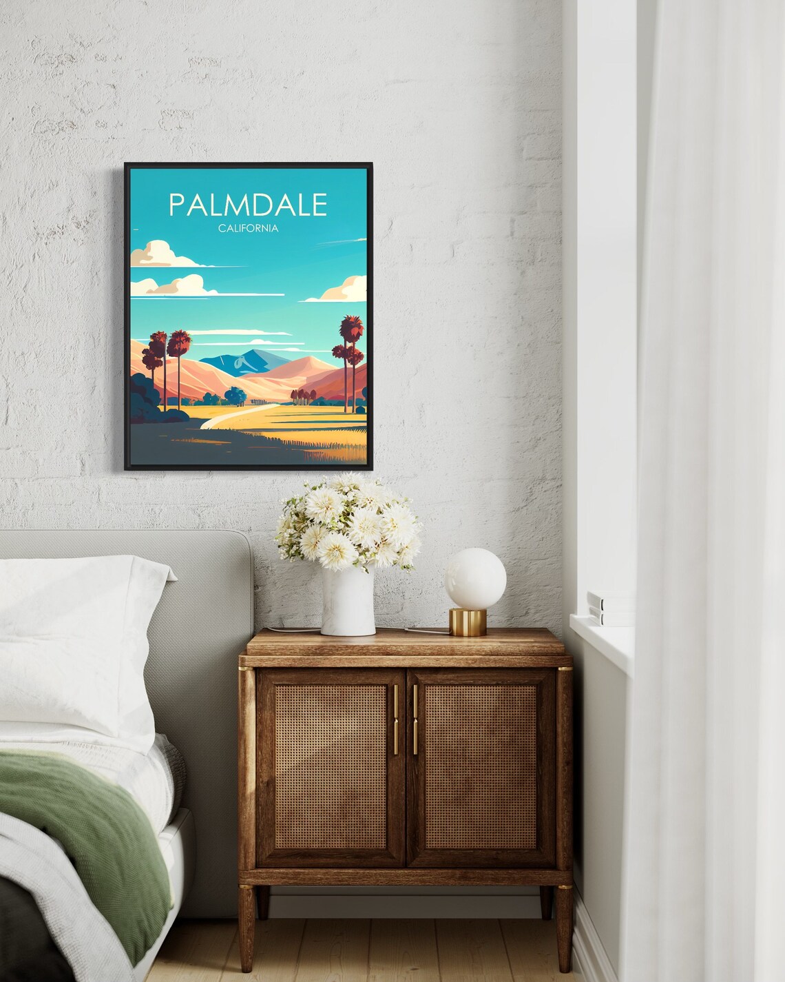 Palmdale California Desert Valley Palms Winding Road Sunset Poster - Image 2