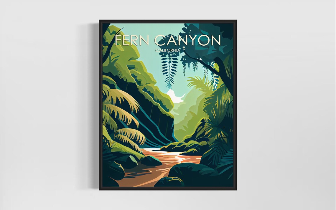 Fern Canyon California Lush Green Rainforest Canyon Stream Poster