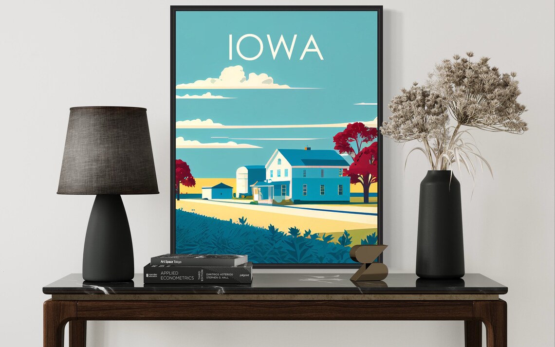 Iowa Farmhouse Harvest Fields Vintage Scenic Heartland Poster - Image 2