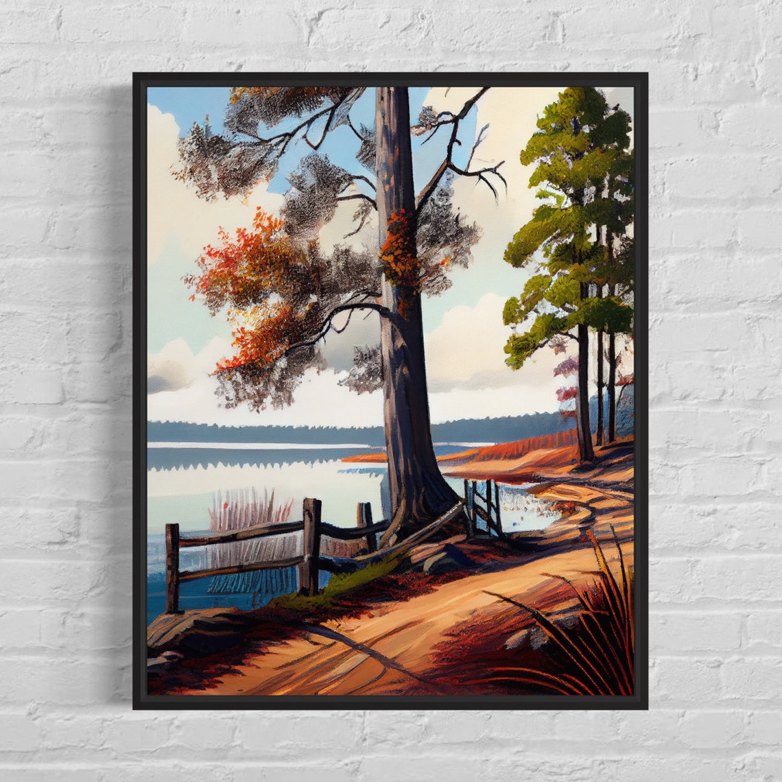 Toledo Bend Reservoir Rustic Lakeshore Trail Retro Travel Poster