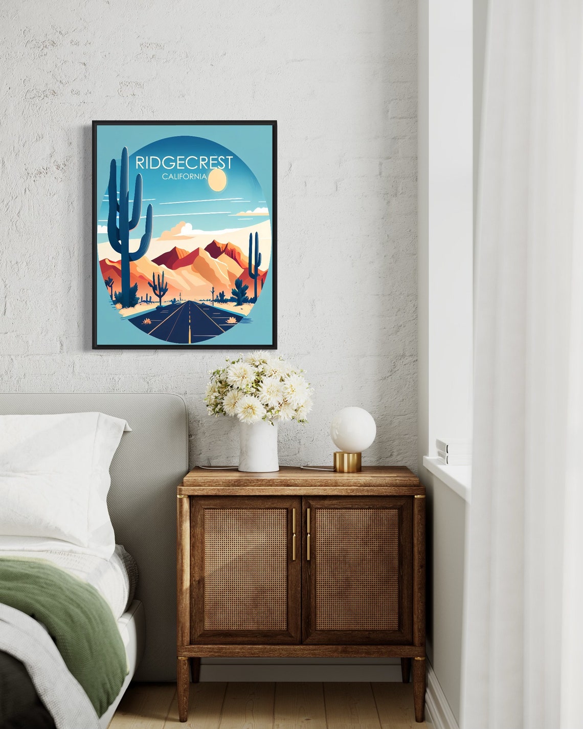 Ridgecrest California Desert Road Cactus Sunset Highway Poster - Image 2