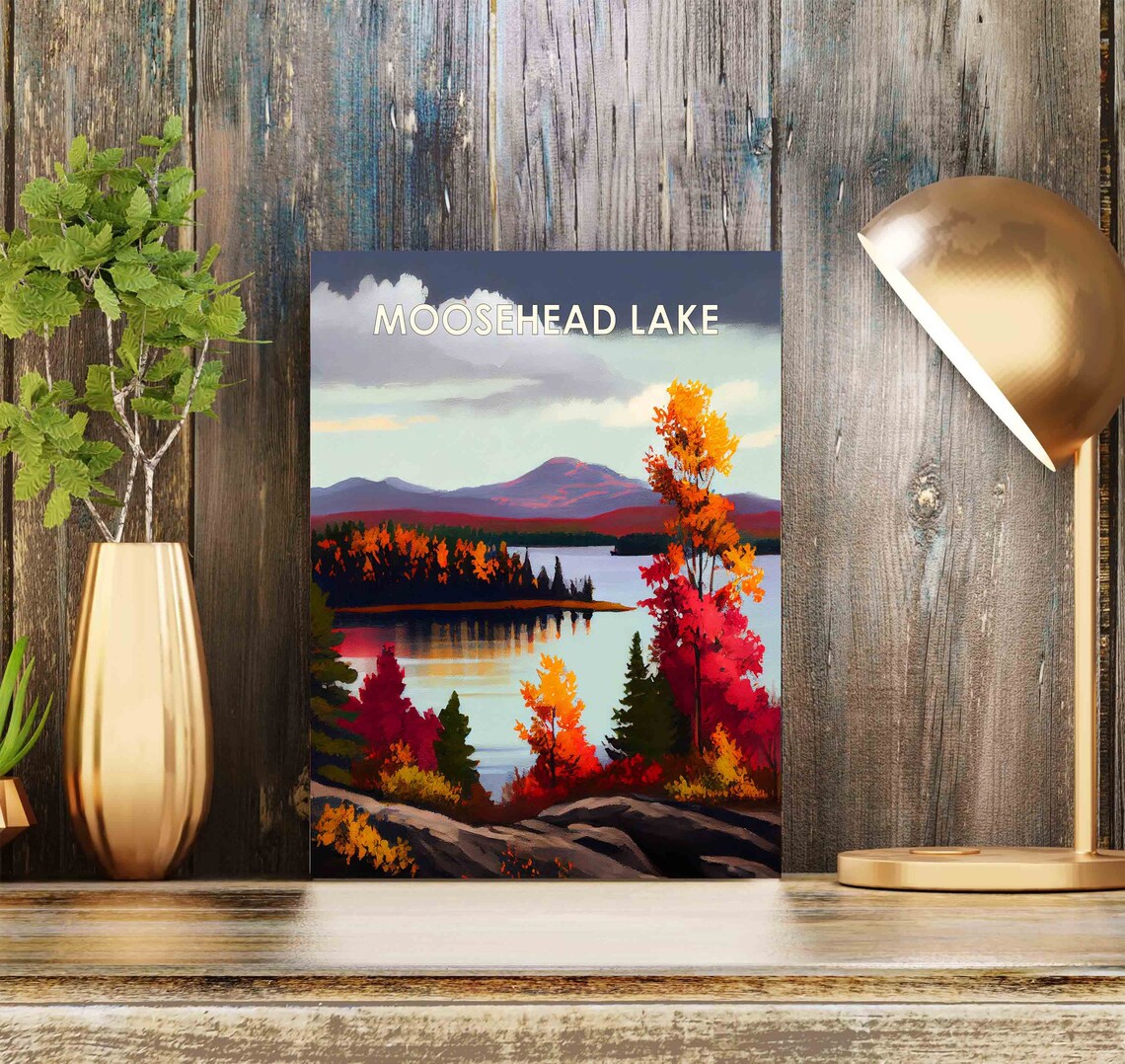 Moosehead Lake Maine Autumn Foliage Lake Reflection Scene Poster - Image 2