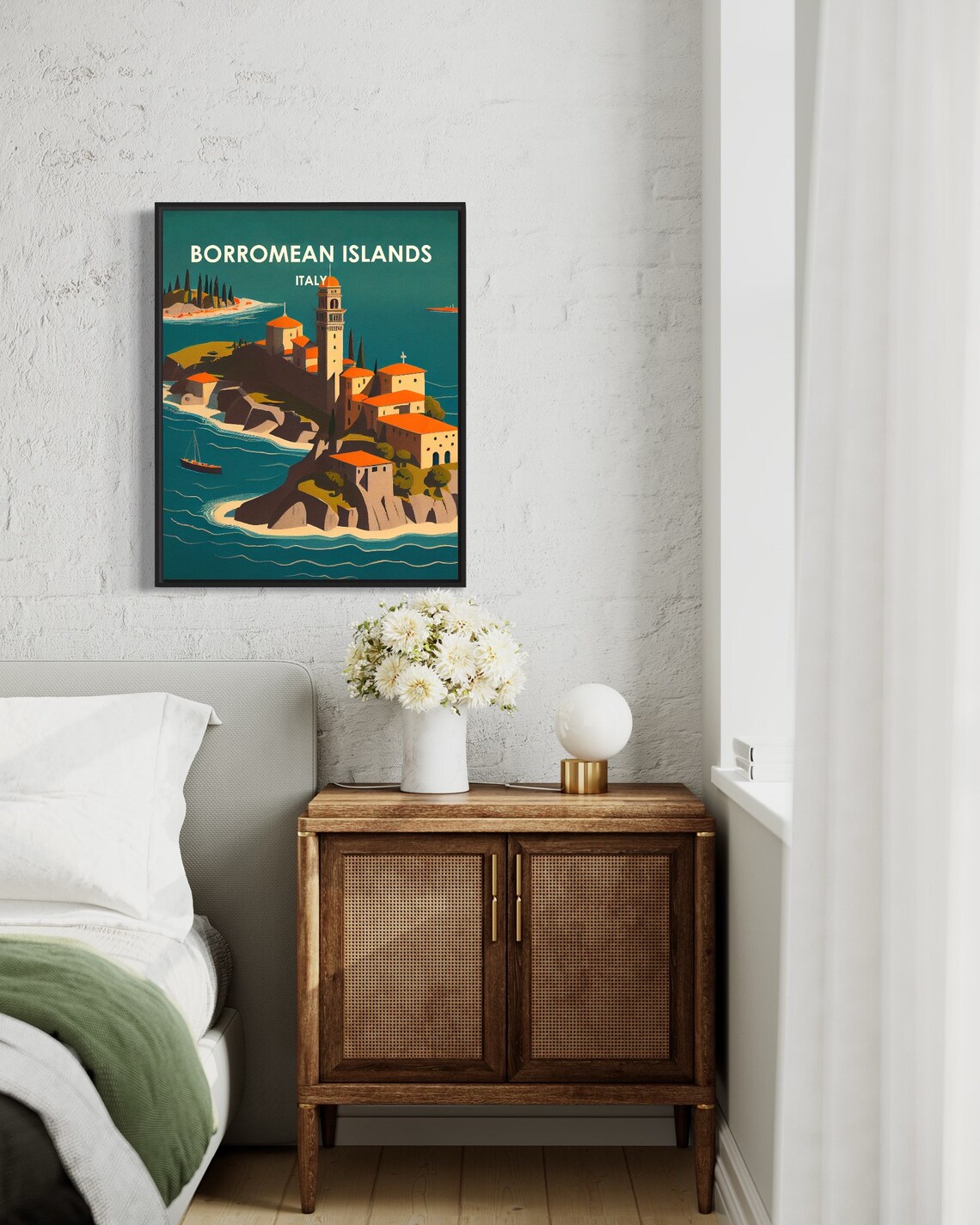 Borromean Islands Italy Rocky Island Church by the Sea Travel Poster - Image 3