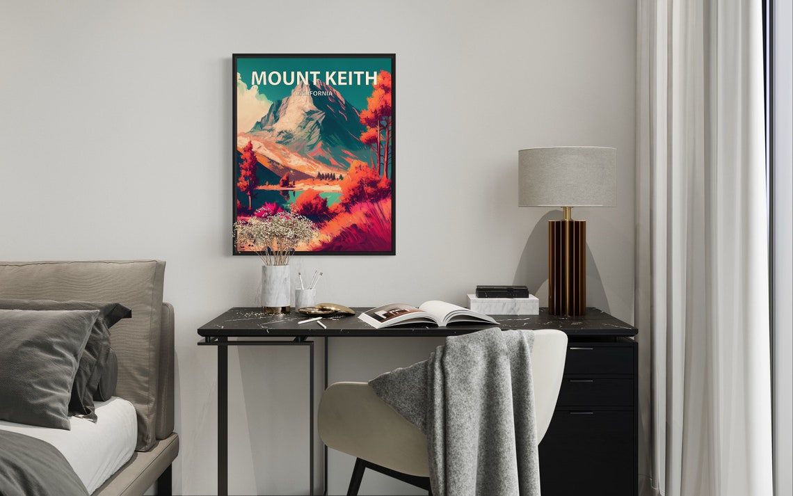 Mount Keith California Rocky Summit Magenta Blooms Alpine Art Poster - Image 2