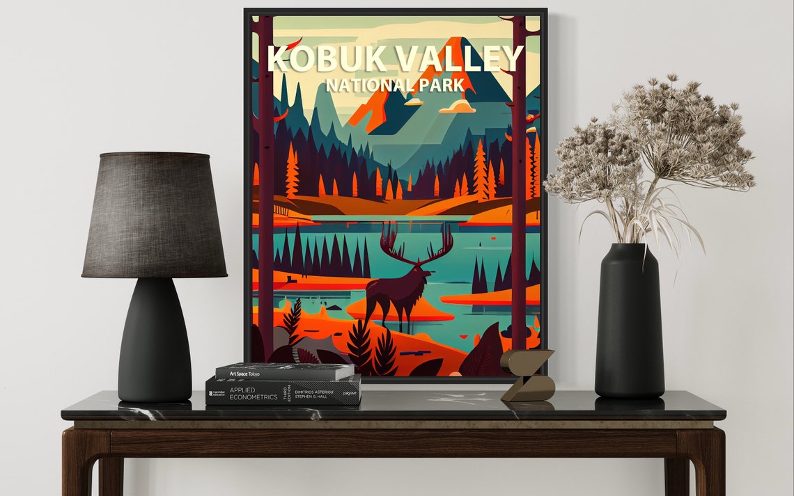 Kobuk Valley National Park Moose Alaska Wilderness Retro Poster - Image 3
