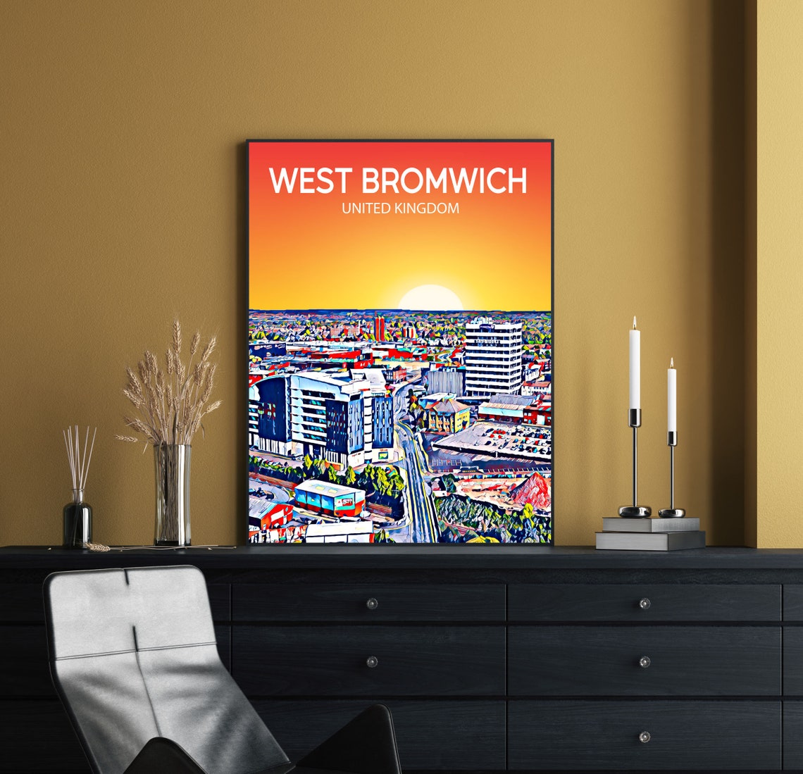 West Bromwich United Kingdom Sunset Skyline Town Centre Poster - Image 2
