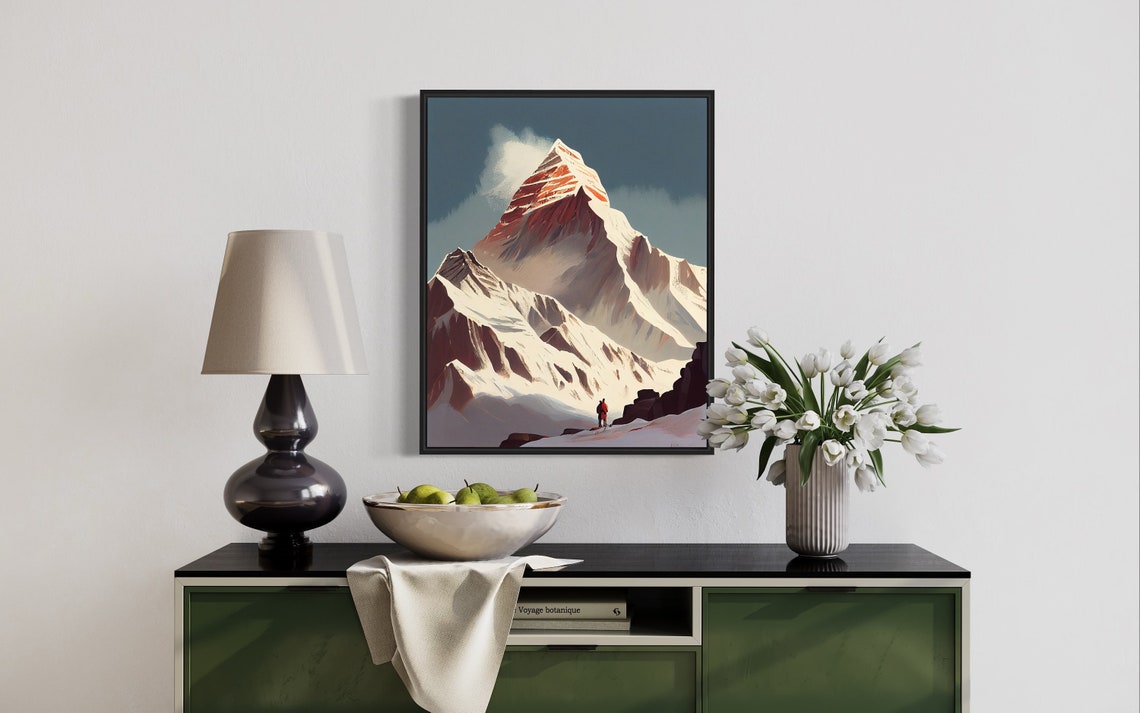 Mount Everest Snow Pyramid Summit Hikers Retro Expedition Poster - Image 3