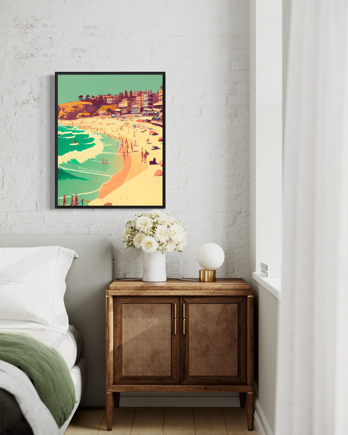 Sunlit Bondi Beach Australia Retro Crowd Scene Travel Poster - Image 2
