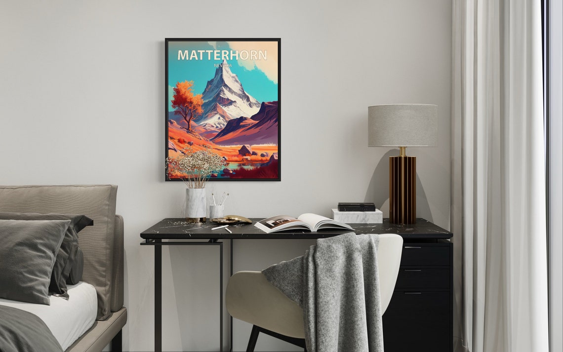 Matterhorn Nevada Pyramid Peak Alpine Stream Autumn Hills Poster - Image 2