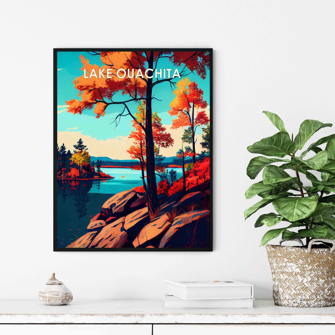 Lake Ouachita Autumn Shoreline Rocky Cove Fall Colors Poster - Image 3