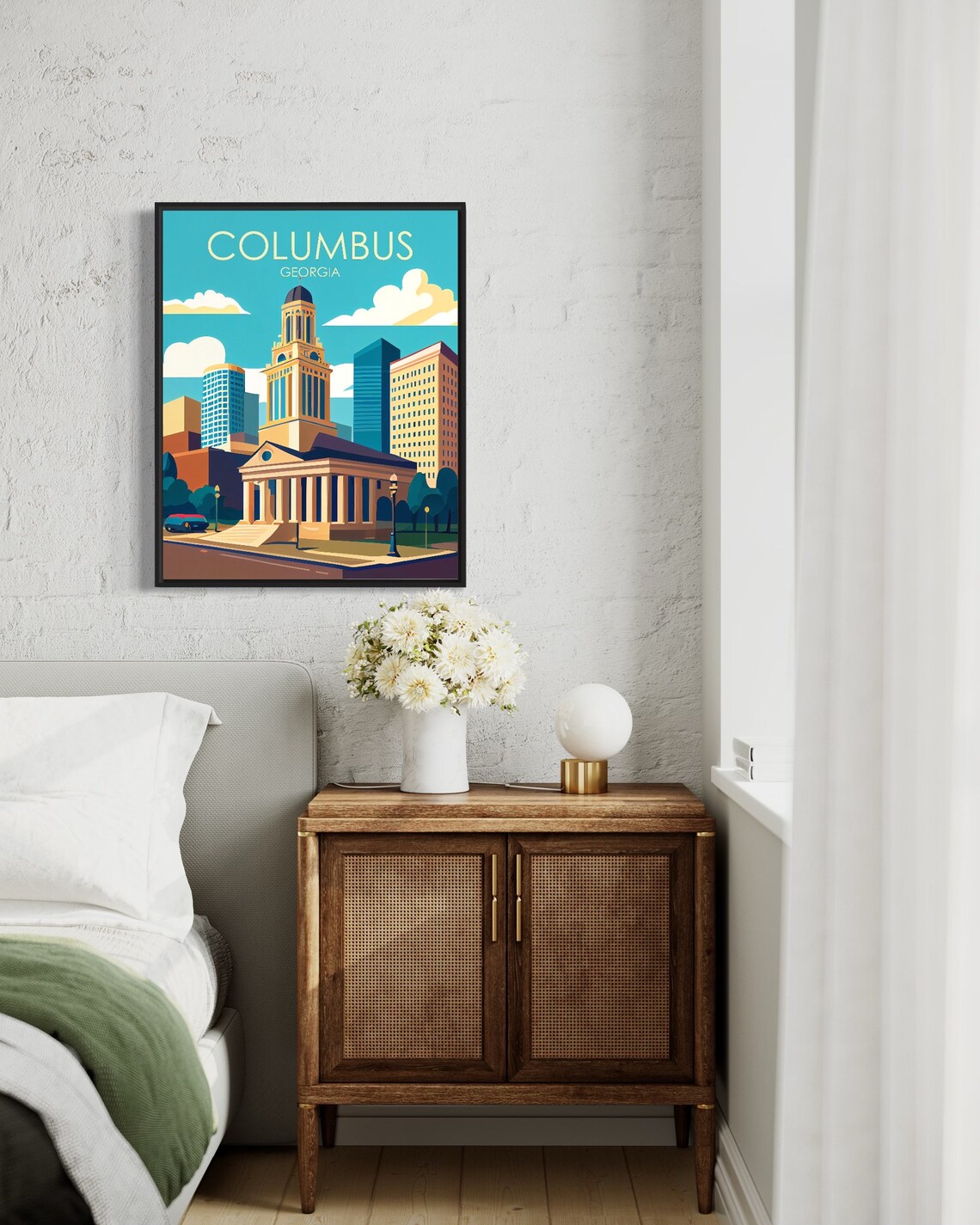 Columbus Georgia Historic Courthouse Skyline Vintage Travel Poster - Image 3