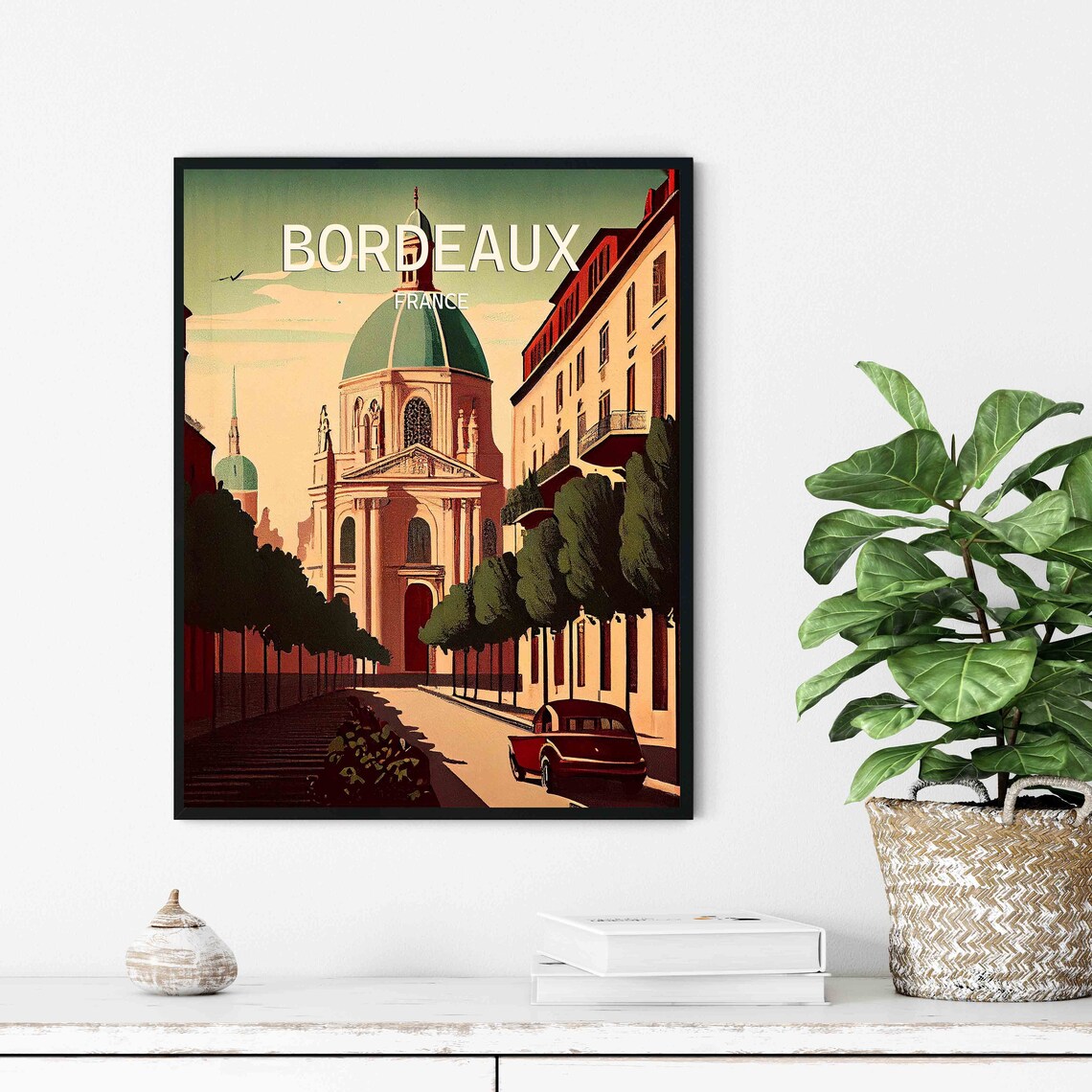 Bordeaux France Vintage Domed Church Street Retro Travel Poster Art - Image 2