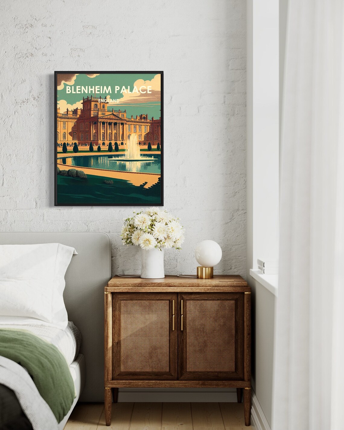 Blenheim Palace England Fountain and Grand Facade Retro Travel Poster - Image 3
