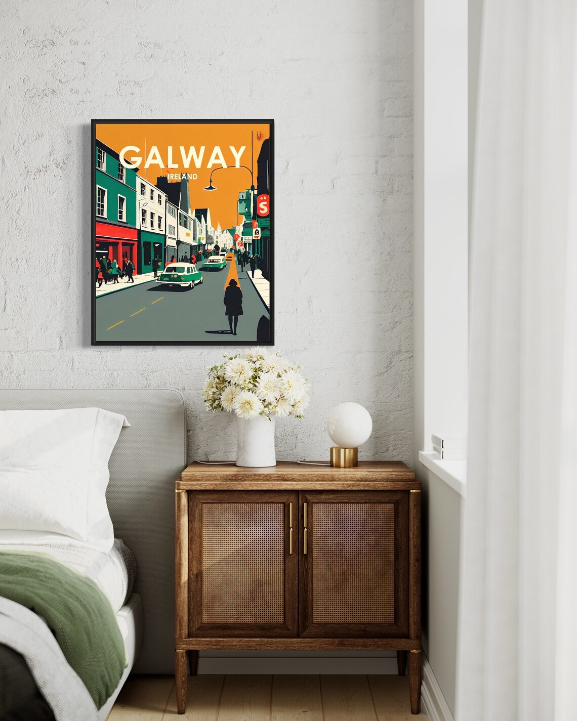 Galway Ireland City Street Classic Cars Sunset Retro Travel Poster - Image 3