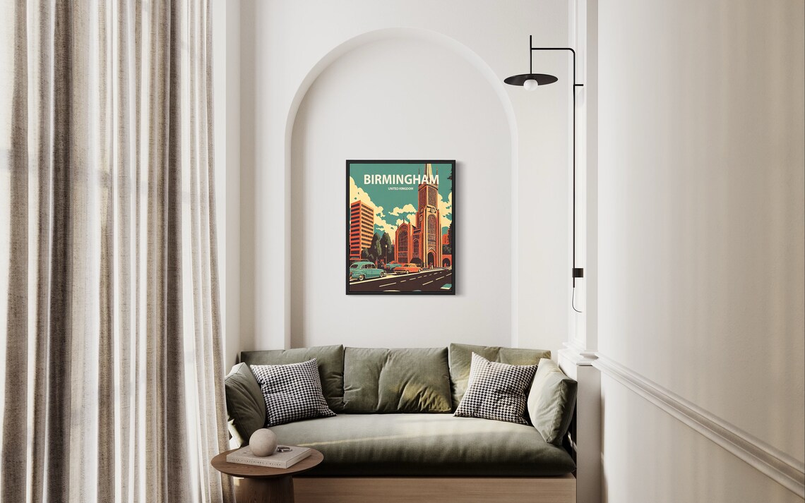 Birmingham United Kingdom Vintage Minimal City Travel Poster Art - Image 2