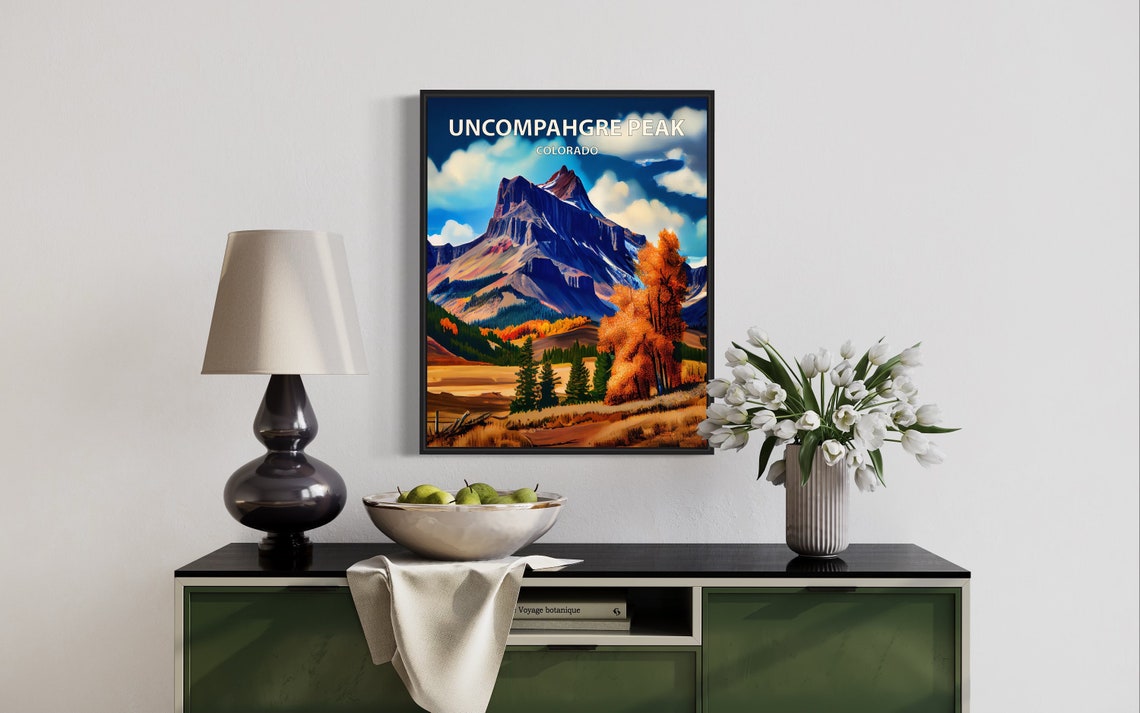 Uncompahgre Peak Colorado Dark Craggy Summit Autumn View Poster - Image 3