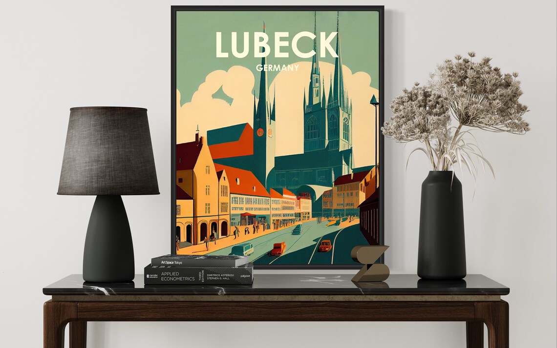 Lubeck Germany Historic Old Town Church Spires Vintage Travel Poster - Image 2