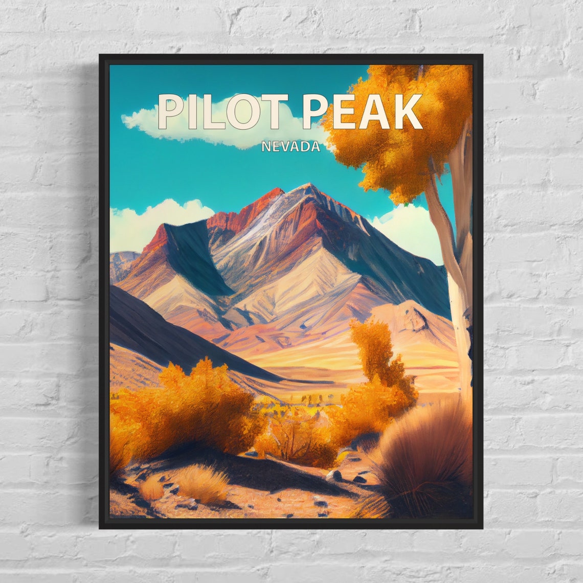 Pilot Peak Nevada Desert Ridge Golden Cottonwood Landscape Poster