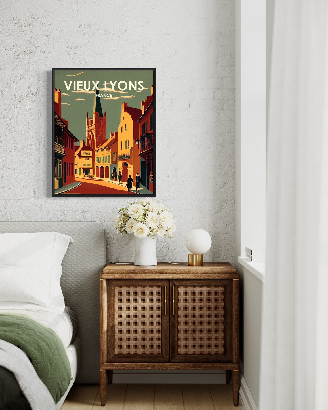 Vieux Lyons France Retro Art Print Vieux Lyons France Wall Art Illustration Vieux Lyons France Vintage Minimal Design Poster - Image 3