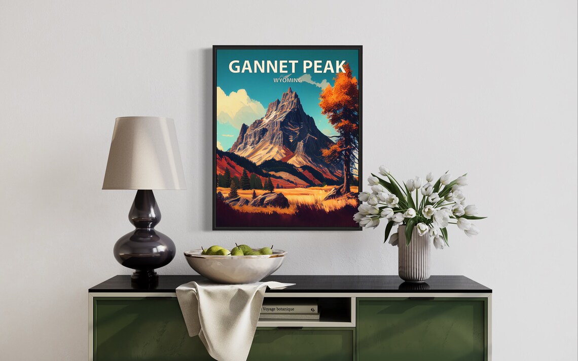 Gannett Peak Wyoming Alpine Summit Autumn Vintage Travel Poster - Image 3