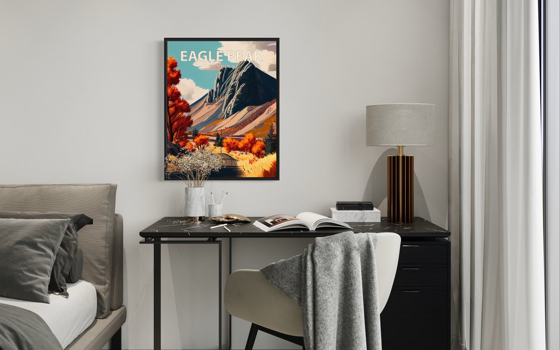 Eagle Peak California Craggy Summit Winding Road Fall Trees Poster - Image 2