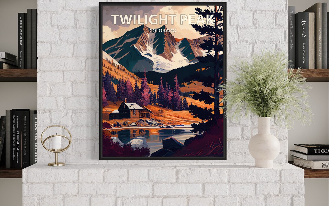 Twilight Peak Colorado Mountain Cabin Lake Sunset View Poster - Image 3