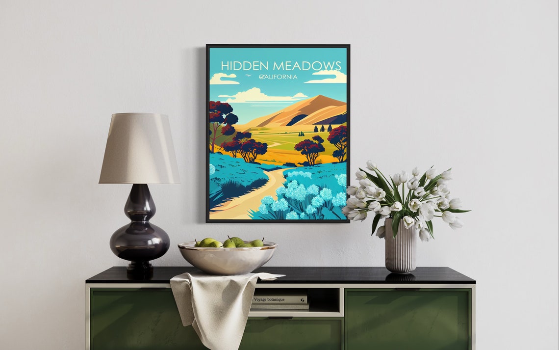 Hidden Meadows California Wildflower Meadow Hills Art Poster - Image 3
