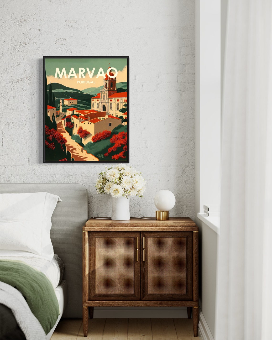 Marvao Portugal Retro Art Print Marvao Portugal Wall Art Illustration Marvao Portugal Vintage Minimal Design Poster - Image 3