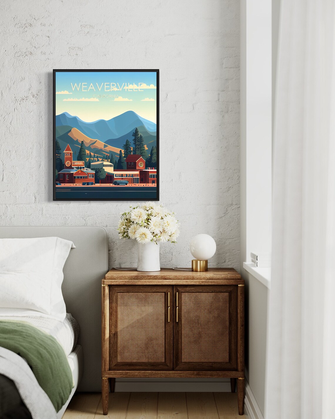 Weaverville California Vintage Mountain Town Winter Scene Poster - Image 3