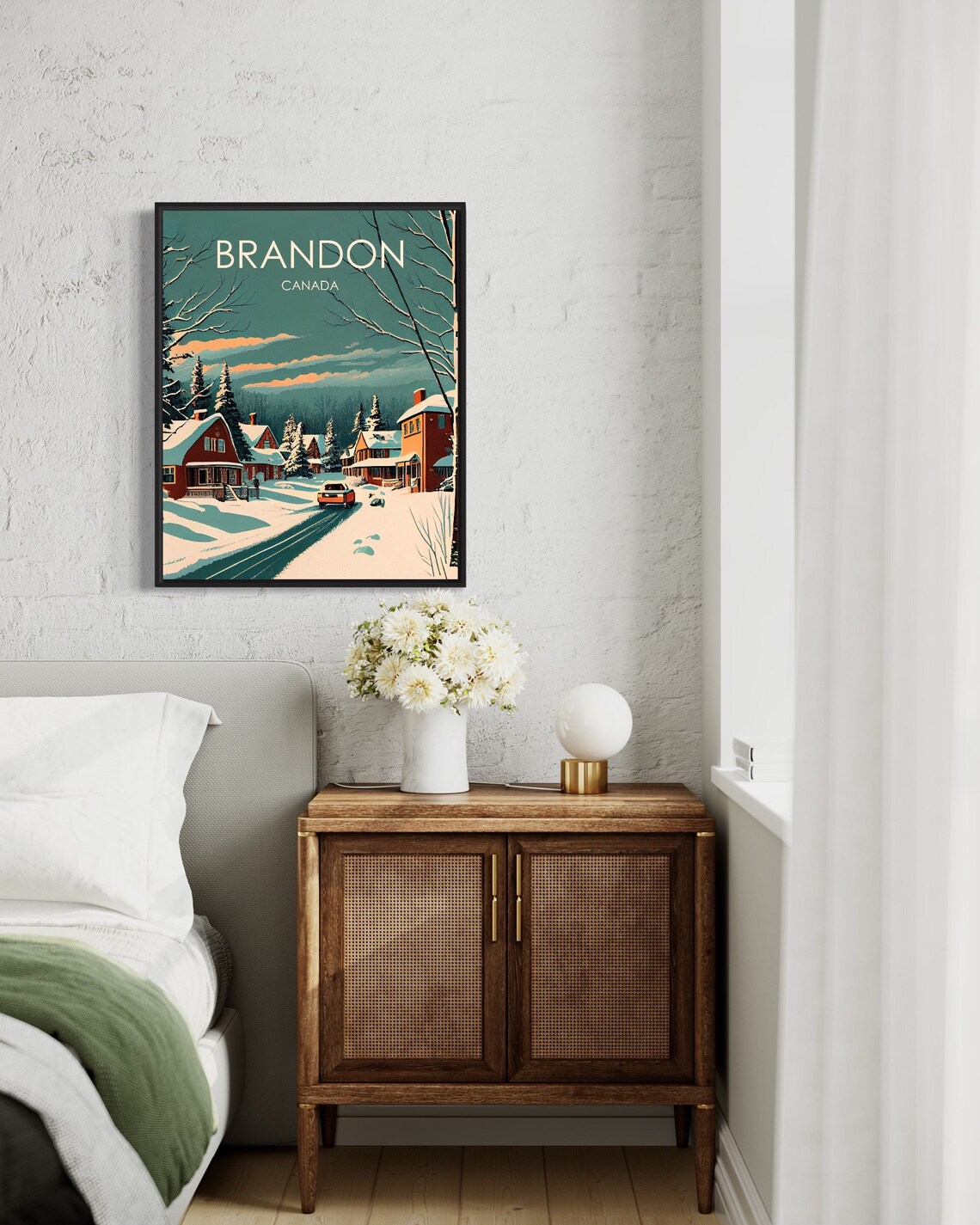Brandon Canada Snowy Neighborhood Red Houses Vintage Winter Poster - Image 3