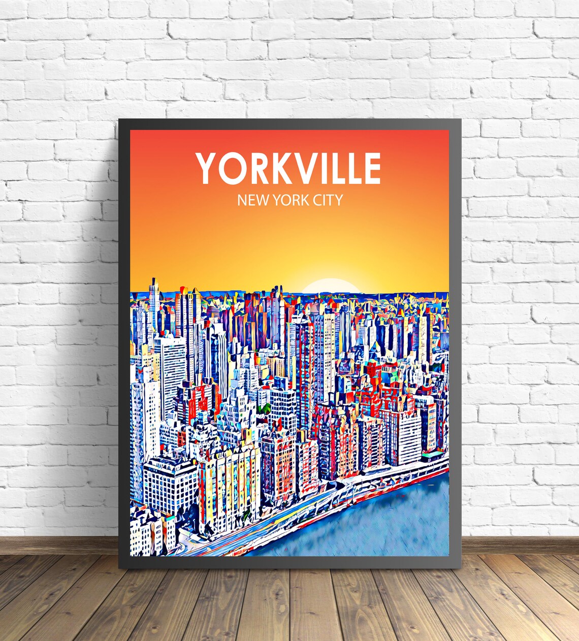 Yorkville New York City Sunset Skyline by the River Painted Poster