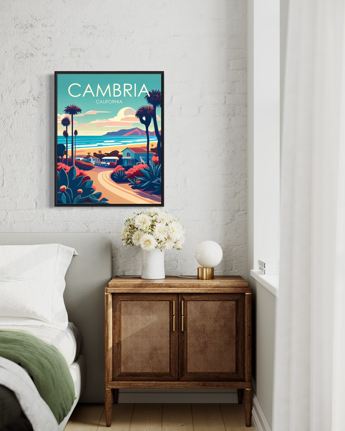 Cambria California Coastal Beach Town Sunset Vintage Art Poster - Image 2